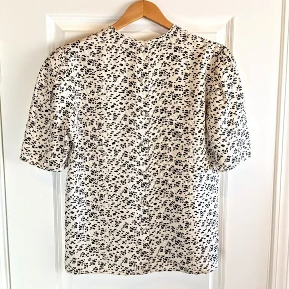 Vintage Adrianna Papell Black Ivory Silk Jacquard Blouse - Picture 2 of 4